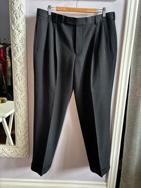 Brooks Brothers Black 1818 Maddison Pleated Dress Trousers with Cuffs